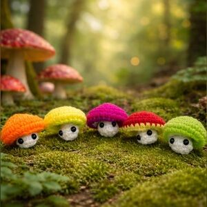 Crochet Fluorescent Popping Mushrooms